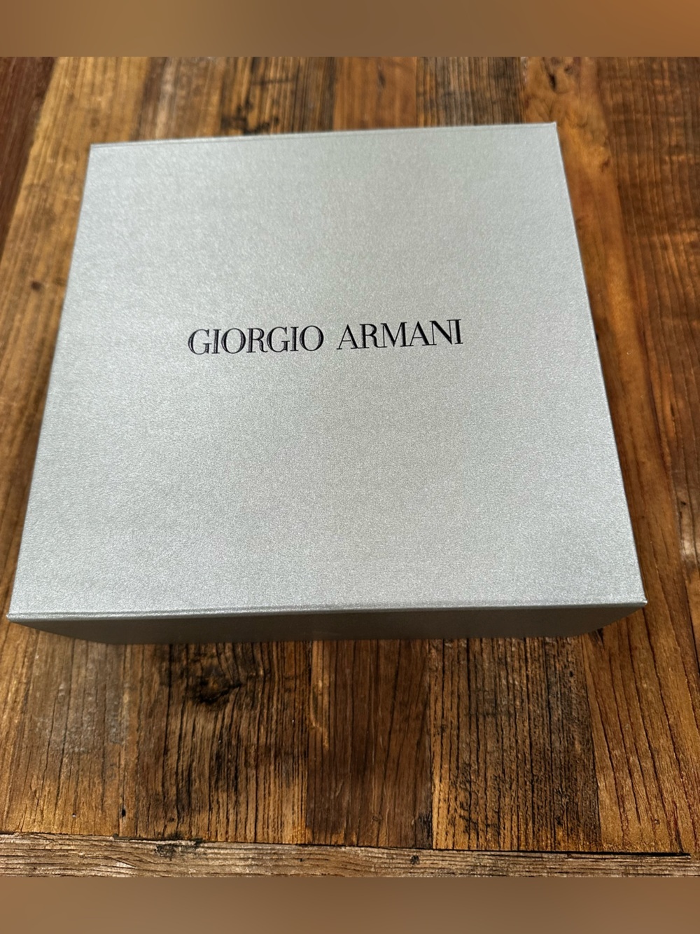 Giorgio Armani Silver Metallic Gift Box with Black Logo